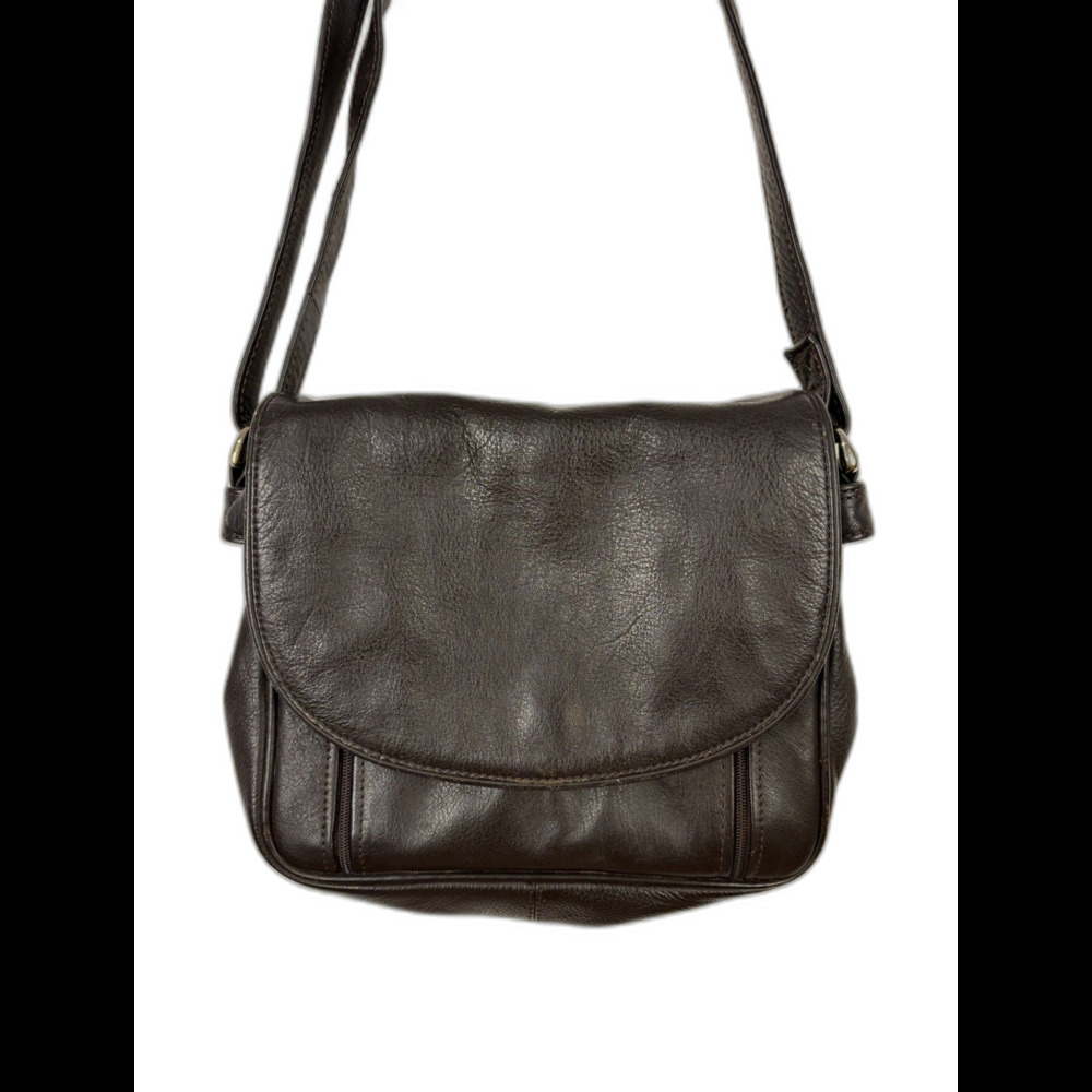 Vintage Brown Genuine Leather Crossbody Bag Organizer Travel Capsule Classic